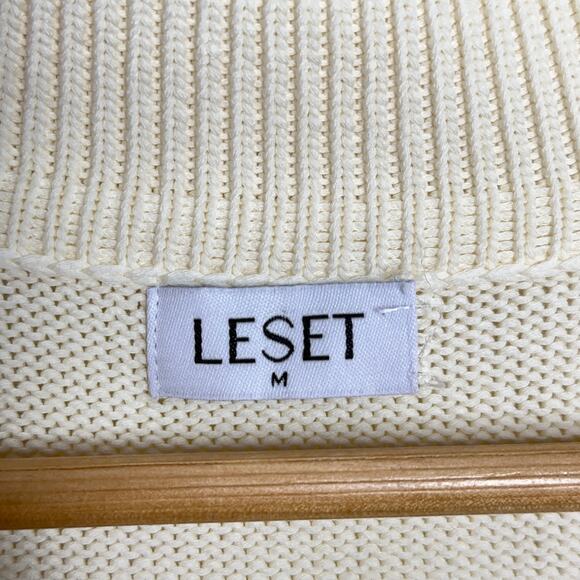 LESET May Polo V Neck Sweater Off White Cream {K30} - Picture 9 of 11